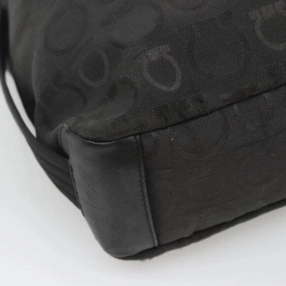 Salvatore Ferragamo Gancini Bag Canvas Leather Black Silver Auth bs26905 - Picture 15 of 16